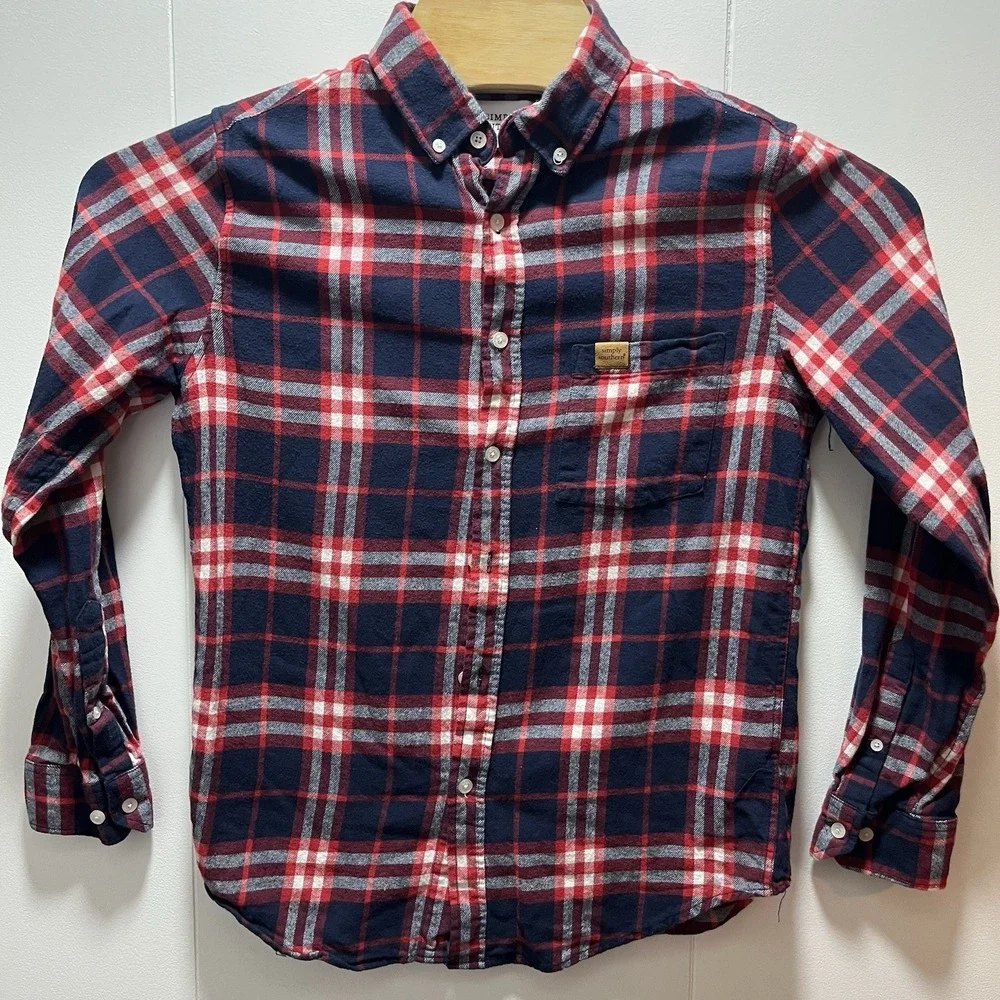 Lot Of 2 Simply Southern Men's Long Sleeve Plaid Flannel Shirt Size Medium‎